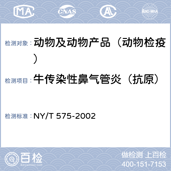 牛传染性鼻气管炎（抗原） 牛传染性鼻气管炎诊断技术 NY/T 575-2002