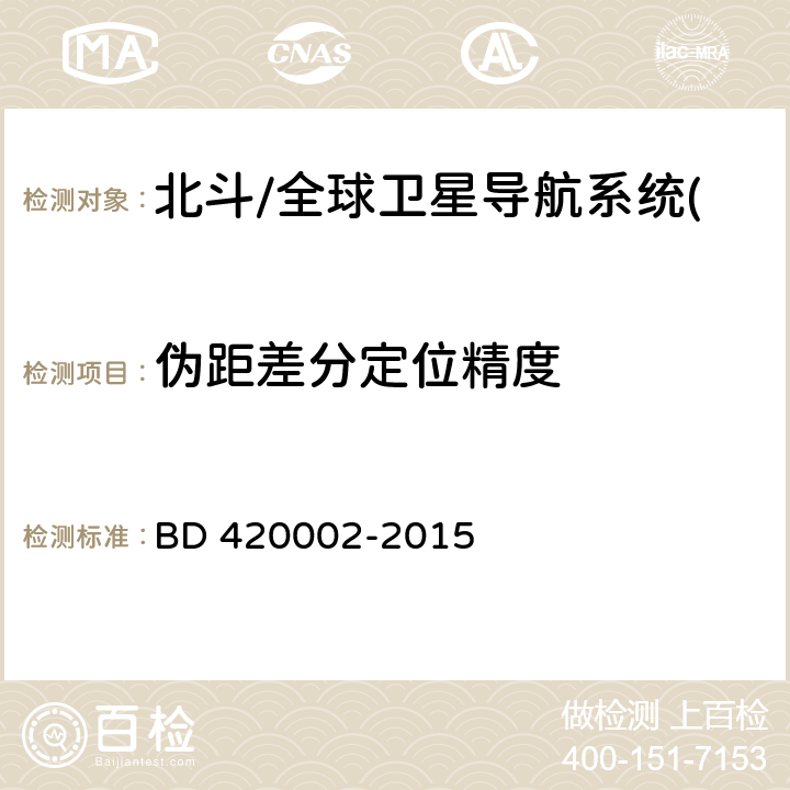 伪距差分定位精度 《北斗/全球卫星导航系统(GNSS)测量型OEM板性能要求及测试方法》 BD 420002-2015 5.3.4.1