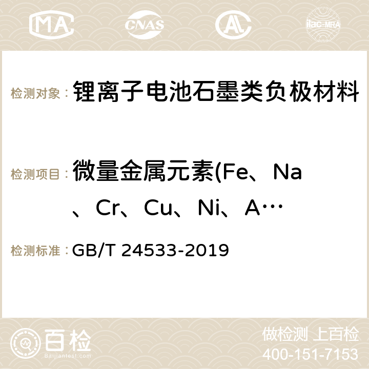 微量金属元素(Fe、Na、Cr、Cu、Ni、Al、Mu) 锂离子电池石墨类负极材料 GB/T 24533-2019 附录H