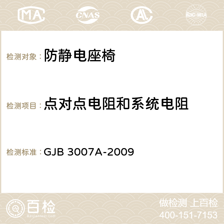 点对点电阻和系统电阻 防静电工作区技术要求 GJB 3007A-2009 4.5.1,4.5.5