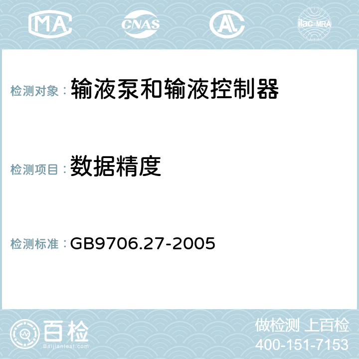 数据精度 医疗电气设备/第2-24部分:输液泵和输液控制器安全专用要求 GB9706.27-2005 50