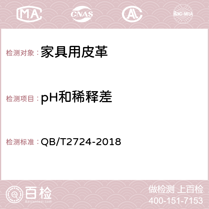 pH和稀释差 皮革 化学试验 pH的测定 QB/T2724-2018 5.1.9
