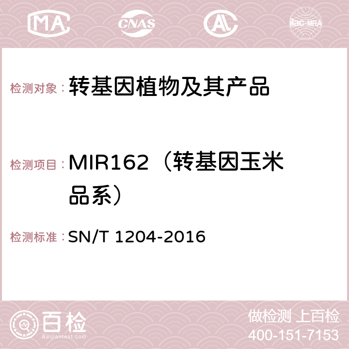 MIR162（转基因玉米品系） 植物及其加工产品中转基因成分实时荧光PCR定性检验方法 SN/T 1204-2016