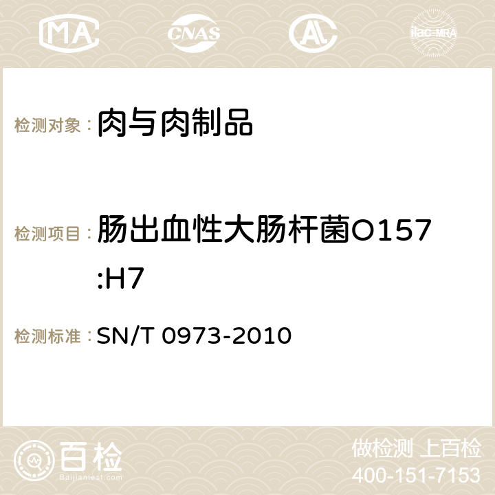 肠出血性大肠杆菌O157:H7 进出口肉、肉制品及其他食品中肠出血性大肠杆菌O157:H7检测方法 SN/T 0973-2010