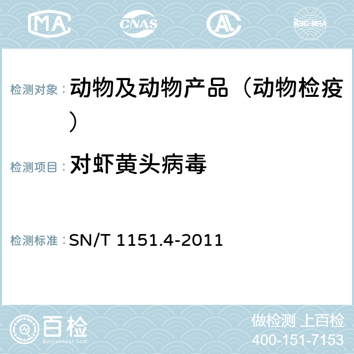 对虾黄头病毒 虾黄头病检疫技术规范 SN/T 1151.4-2011