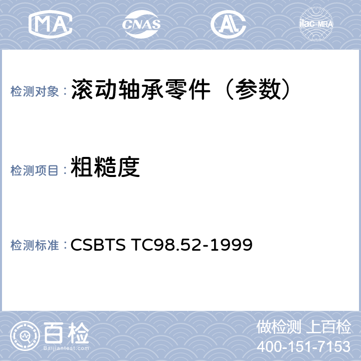 粗糙度 CSBTS TC98.52-1999 滚动轴承零件 套圈表面 技术条件 