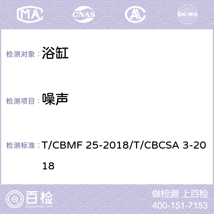 噪声 浴缸 T/CBMF 25-2018/T/CBCSA 3-2018 6.21