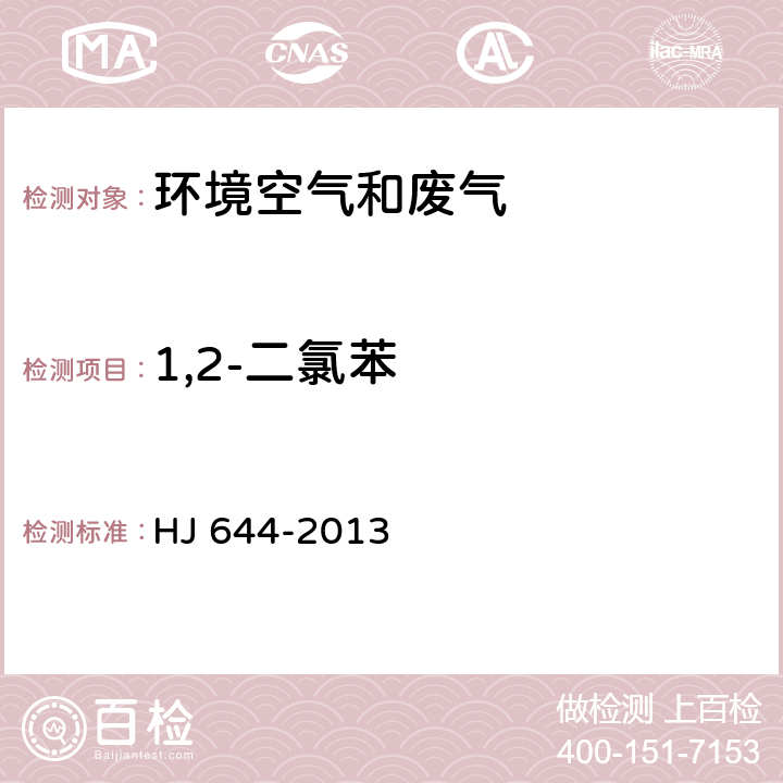 1,2-二氯苯 環(huán)境空氣 揮發(fā)性有機(jī)物的測定 吸附管采樣-熱脫附/氣相色譜-質(zhì)譜法 HJ 644-2013