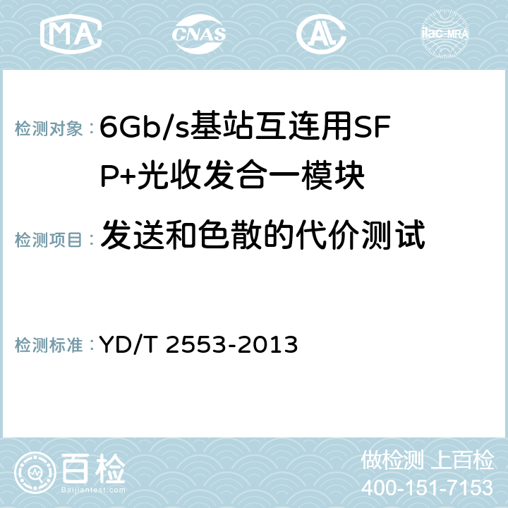 发送和色散的代价测试 6Gb/s 基站互连用SFP+光收发合一模块技术条件 YD/T 2553-2013 5.4