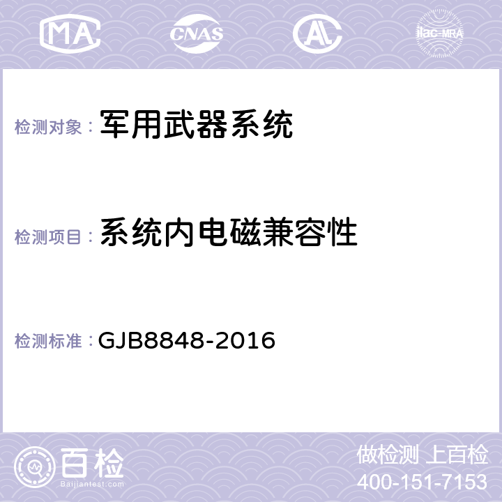 系统内电磁兼容性 系统电磁环境效应试验方法 GJB8848-2016 9.3.7、9.6；10.3.6、10.5