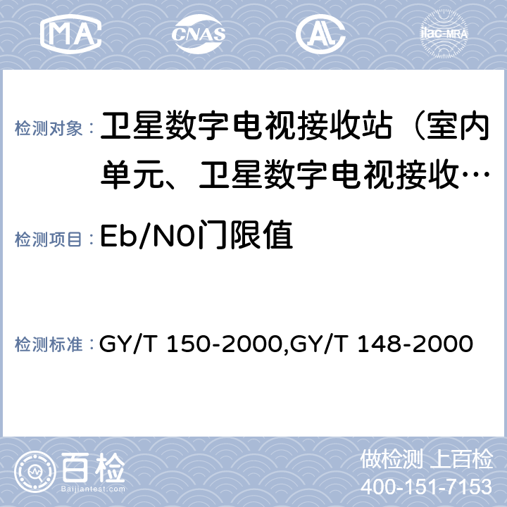 Eb/N0门限值 GY/T 150-2000 卫星数字电视接收站测量方法—室内单元测量