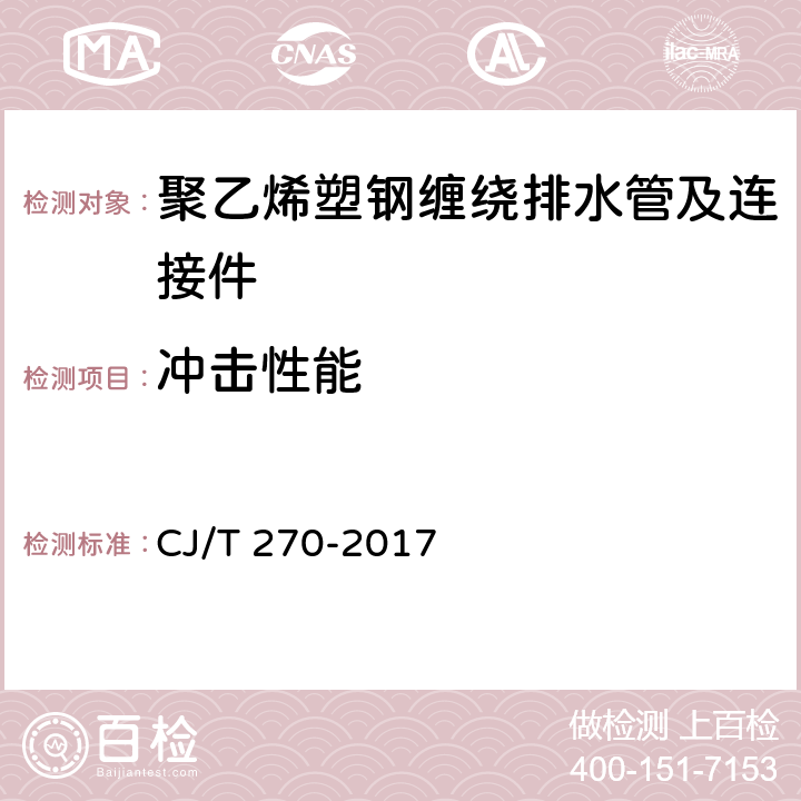 冲击性能 聚乙烯塑钢缠绕排水管及连接件 CJ/T 270-2017 7.6