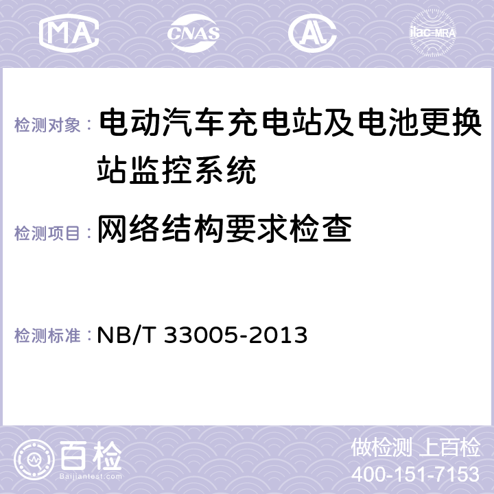 网络结构要求检查 NB/T 33005-2013 电动汽车充电站及电池更换站监控系统技术规范