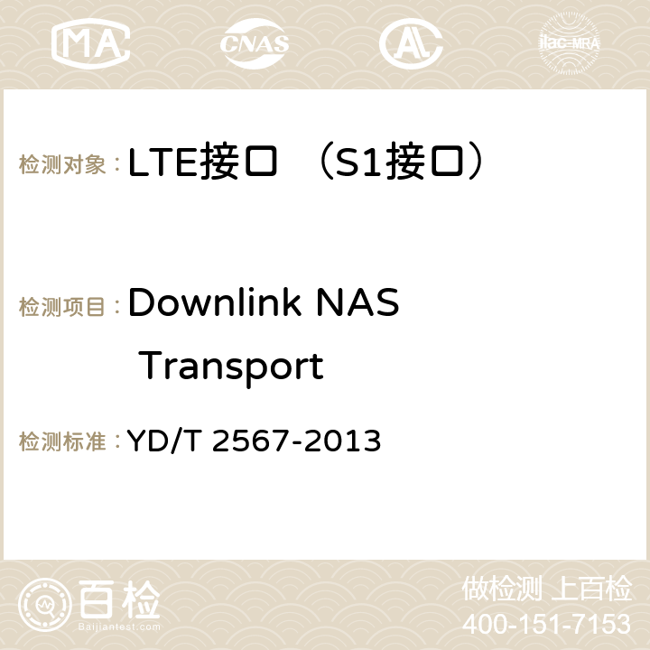 Downlink NAS Transport LTE数字蜂窝移动通信网 S1接口测试方法(第一阶段) YD/T 2567-2013 6.1.2.1~6.1.2.2