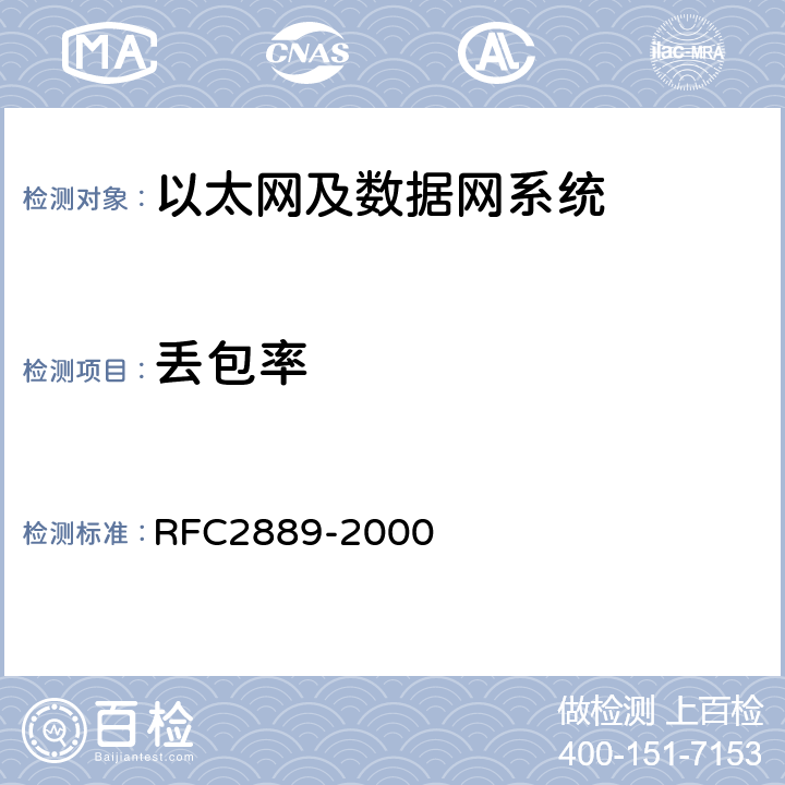 丢包率 《局域网交换设备基准测试方法》 RFC2889-2000 2.2
