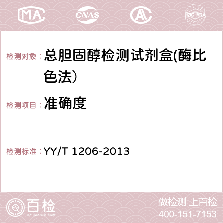 准确度 总胆固醇测定试剂盒（氧化酶法） YY/T 1206-2013 3.5