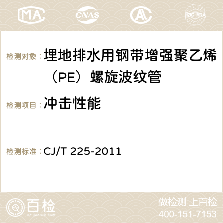 冲击性能 埋地排水用钢带增强聚乙烯（PE）螺旋波纹管 CJ/T 225-2011 8.4.2