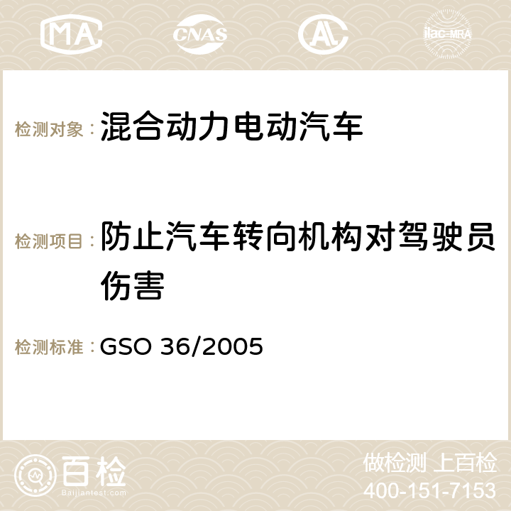 防止汽车转向机构对驾驶员伤害 机动车碰撞强度试验方法 第一部分正面碰撞 GSO 36/2005 3