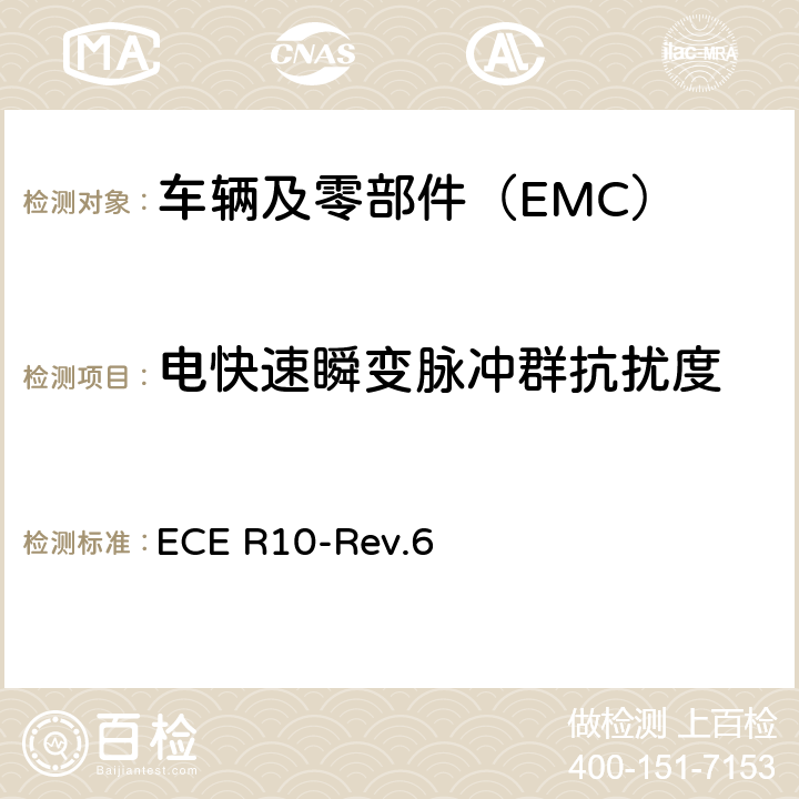 电快速瞬变脉冲群抗扰度 关于就电磁兼容性方面批准车辆的统一规定 ECE R10-Rev.6