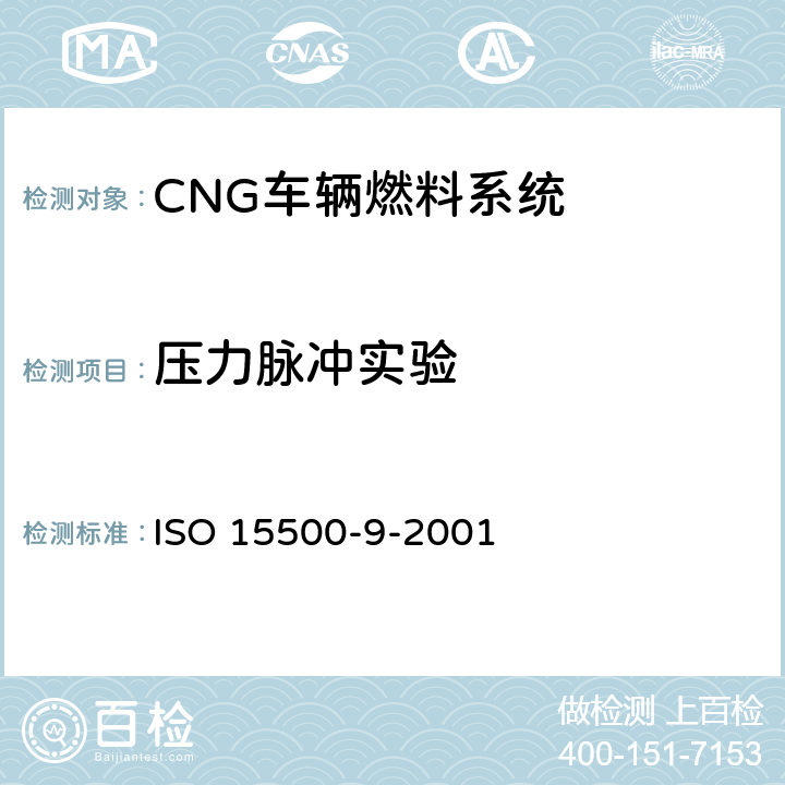 压力脉冲实验 道路车辆—压缩天然气 (CNG)燃料系统部件—减压调节器 ISO 15500-9-2001 6.6
