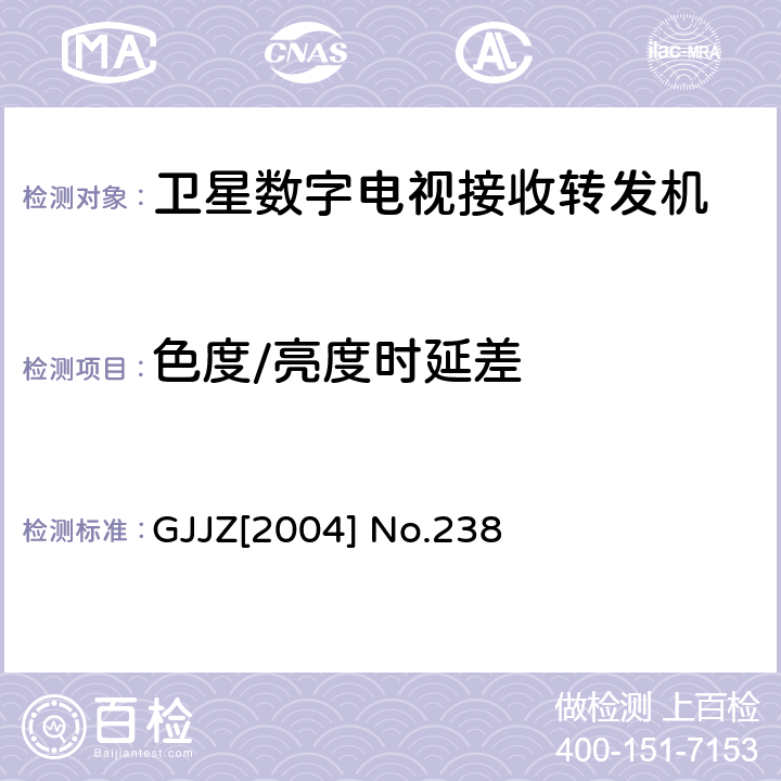 色度/亮度时延差 卫星数字电视接收转发机技术要求第3部分 广技监字 [2004] 238 GJJZ[2004] No.238 3.2