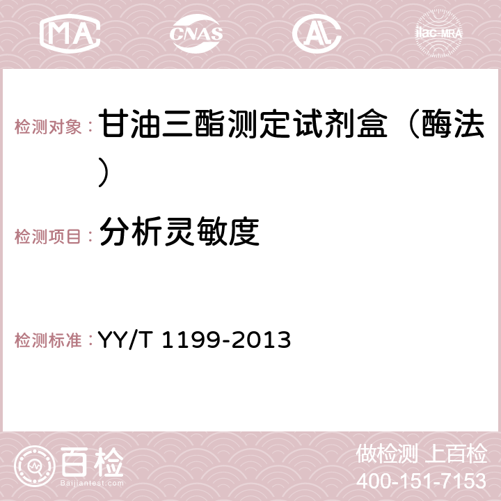 分析灵敏度 甘油三酯测定试剂盒（酶法） YY/T 1199-2013 5.6