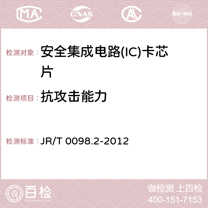 抗攻击能力 JR/T 0098.2-2012 中国金融移动支付 检测规范 第2部分:安全芯片