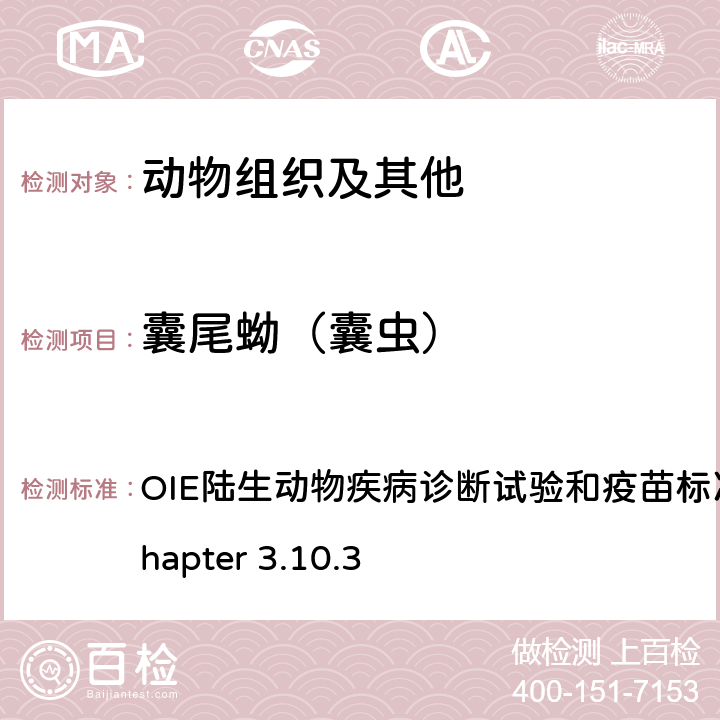 囊尾蚴（囊虫） 囊虫病 OIE陆生动物疾病诊断试验和疫苗标准手册，2021 Chapter 3.10.3