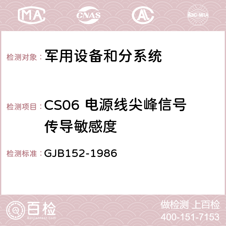 CS06 电源线尖峰信号传导敏感度 军用设备和分系统电磁发射和敏感度测量 GJB152-1986 18