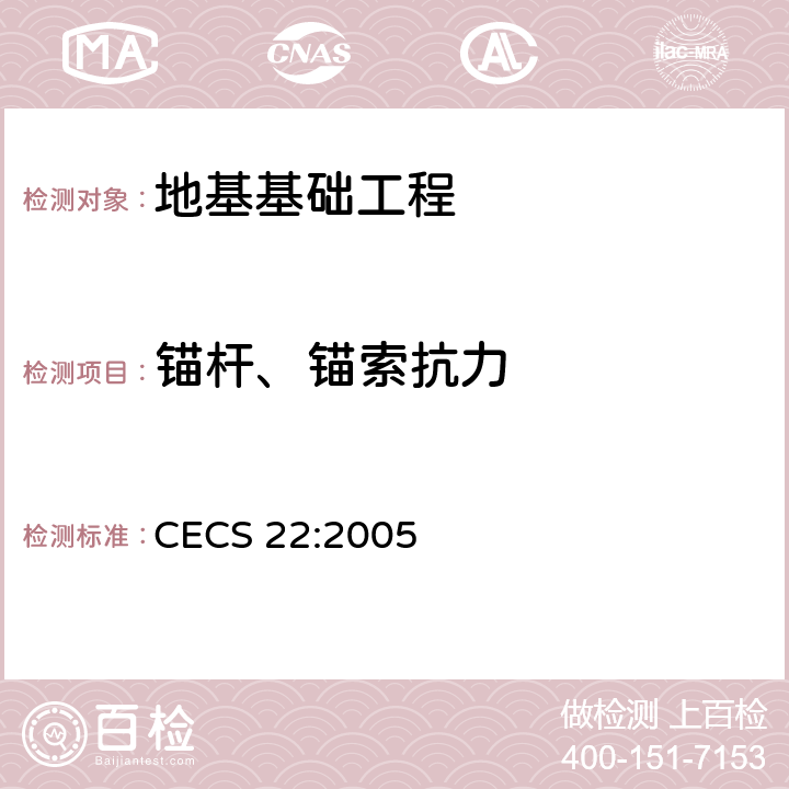 锚杆、锚索抗力 CECS 22:2005 岩土锚杆（索）技术规程  9
