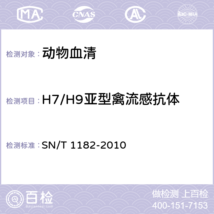 H7/H9亚型禽流感抗体 禽流感检疫技术规范 SN/T 1182-2010 5.2.2