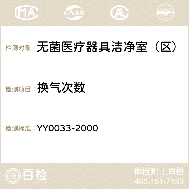换气次数 无菌医疗器具生产管理规范 YY0033-2000 （附录C）