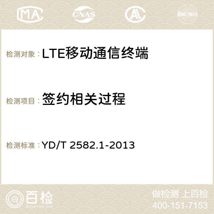 签约相关过程 YD/T 2582.1-2013 LTE 数字蜂窝移动通信网 通用集成电路卡(UICC)与终端间Cu接口测试方法 第1部分:支持LTE的通用用户识别模块(USIM)应用特性