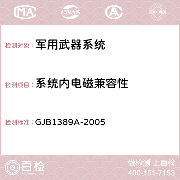 系统内电磁兼容性 系统电磁兼容性要求 GJB1389A-2005 5.2