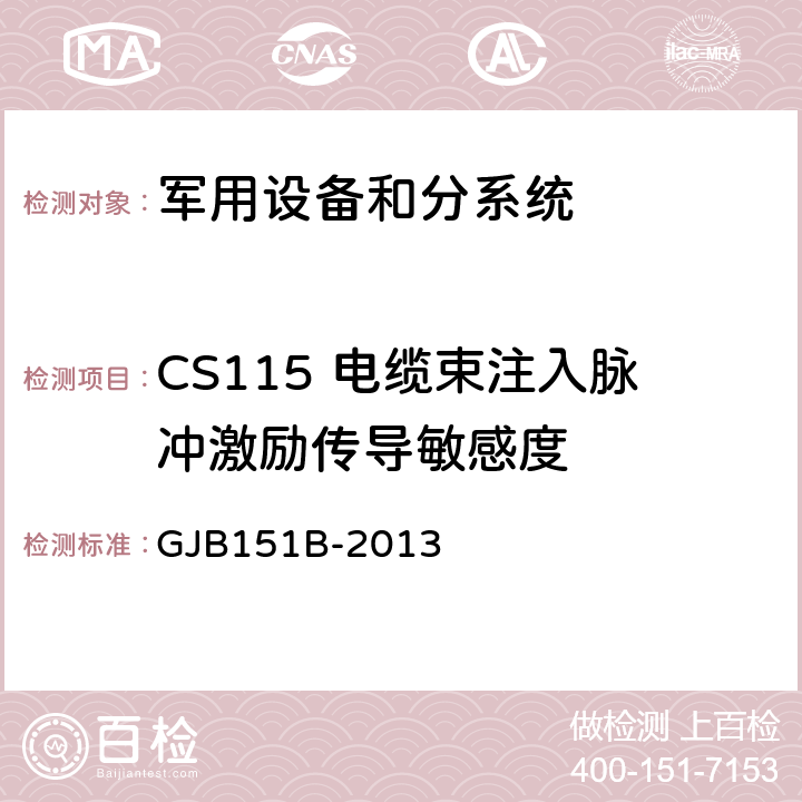 CS115 电缆束注入脉冲激励传导敏感度 军用设备和分系统电磁发射和敏感度要求与测量 GJB151B-2013 5.17