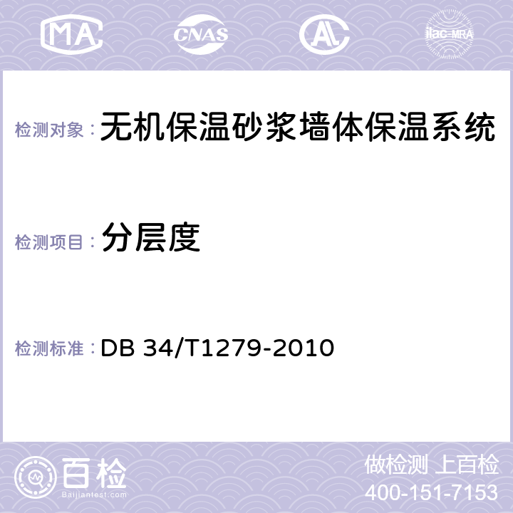 分层度 无机保温砂浆墙体保温系统 DB 34/T1279-2010 6.2