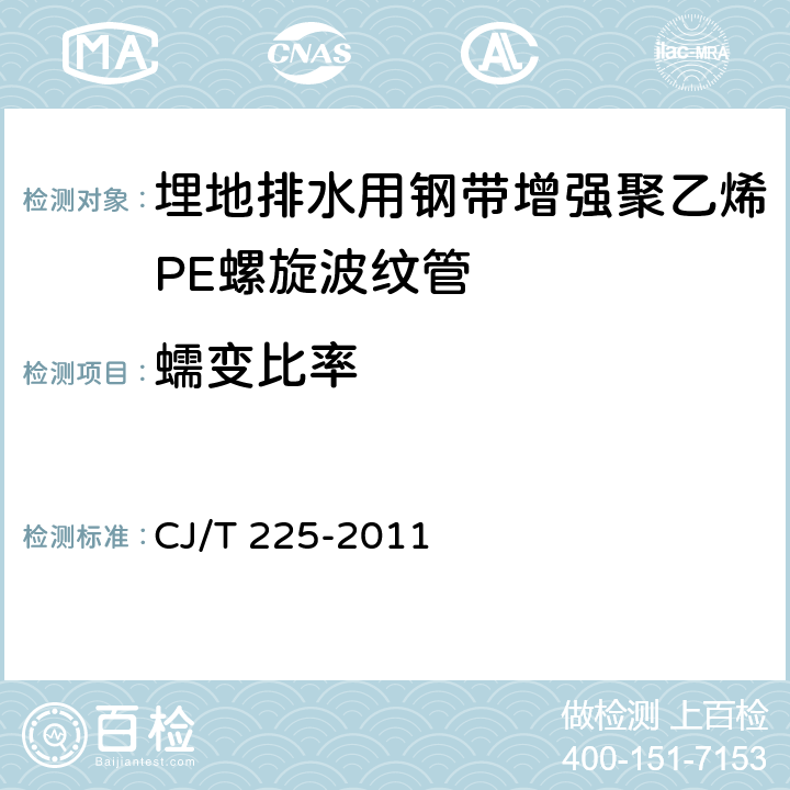 蠕变比率 埋地排水用钢带增强聚乙烯PE螺旋波纹管 CJ/T 225-2011 8.4.7