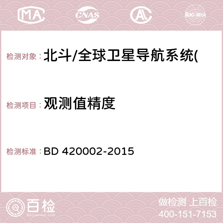 观测值精度 《北斗/全球卫星导航系统(GNSS)测量型OEM板性能要求及测试方法》 BD 420002-2015 5.3.6