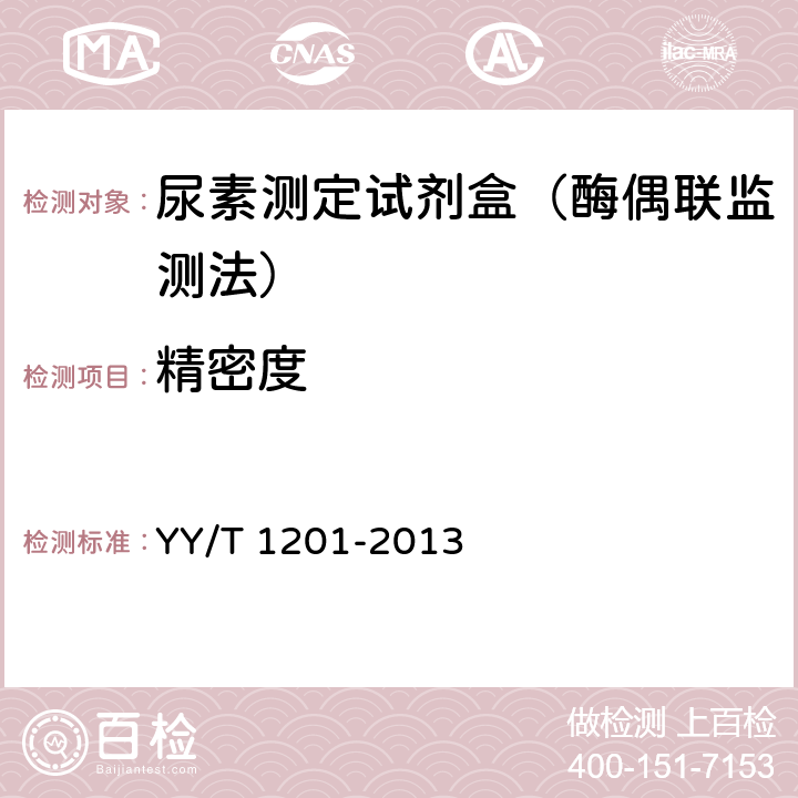 精密度 尿素测定试剂盒（酶偶联监测法） YY/T 1201-2013 5.7