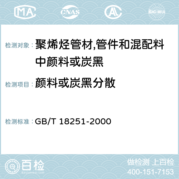 颜料或炭黑分散 聚烯烃管材,管件和混配料中颜料或炭黑分散的测定方法 GB/T 18251-2000 5～7