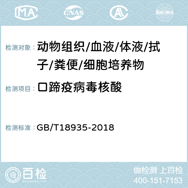 口蹄疫病毒核酸 口蹄疫诊断技术 GB/T18935-2018 8、10、11