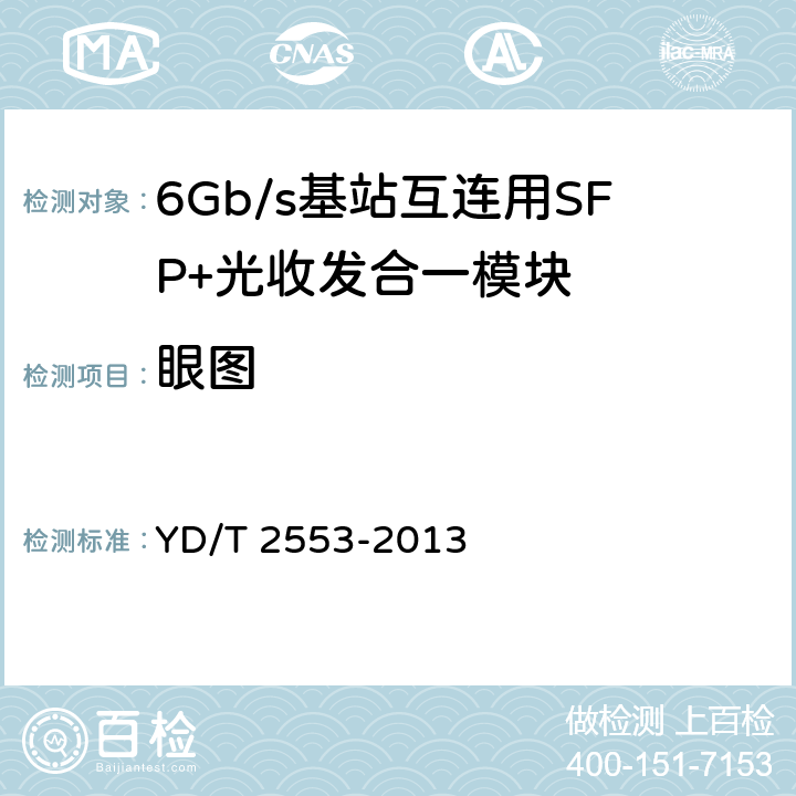 眼图 6Gb/s 基站互连用SFP+光收发合一模块技术条件 YD/T 2553-2013 5.2