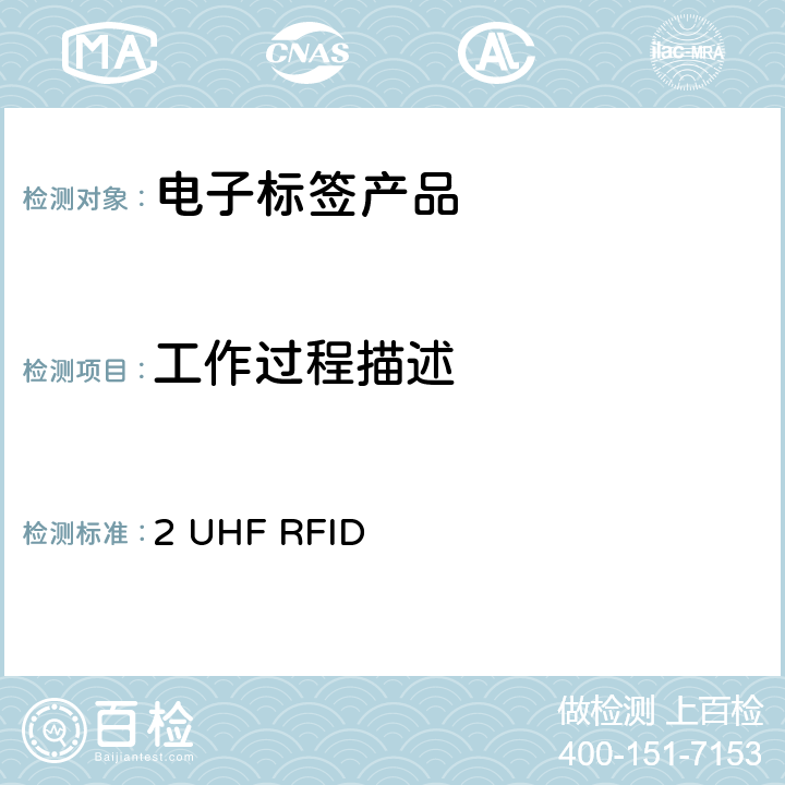 工作过程描述 2 UHF RFID EPC<Sup>TM </Sup>无线射频识别 Class 1 Gen  在860 MHz-960 MHz的通信协议 版本1.0.9 6