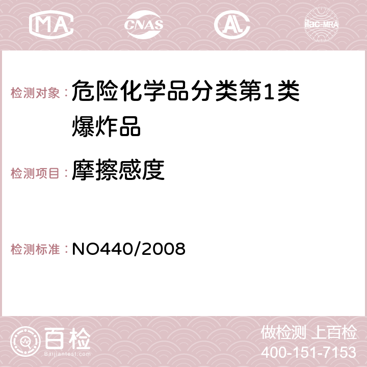 摩擦感度 欧盟（EC）标准 NO440/2008 附录A.14爆炸特性