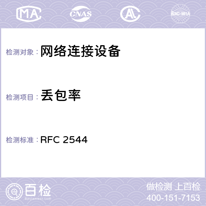 丢包率 网络连接设备性能测试的基准方法 RFC 2544 26.3