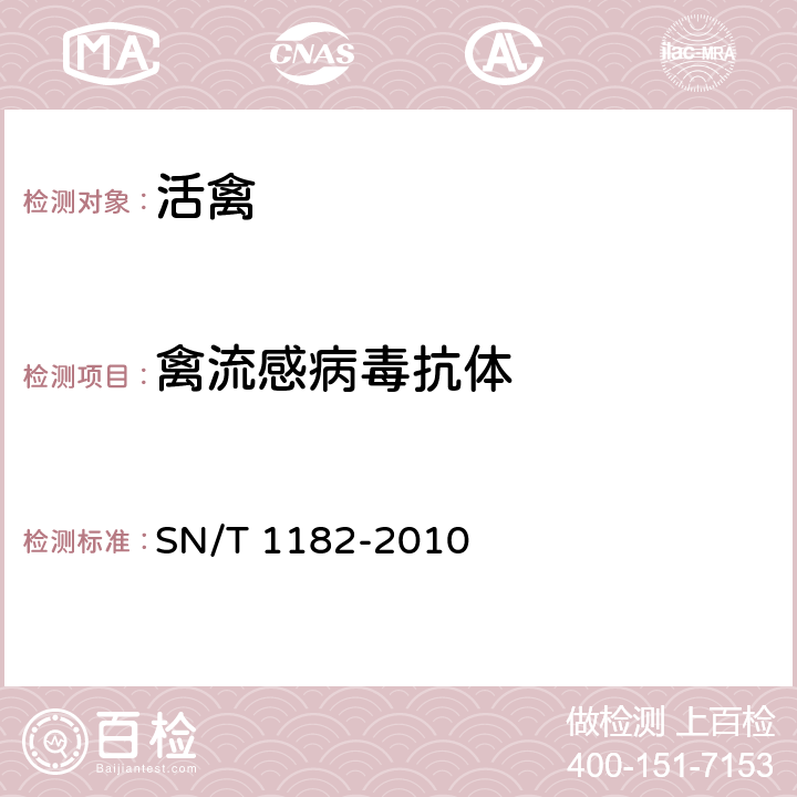 禽流感病毒抗体 禽流感检疫技术规范 SN/T 1182-2010