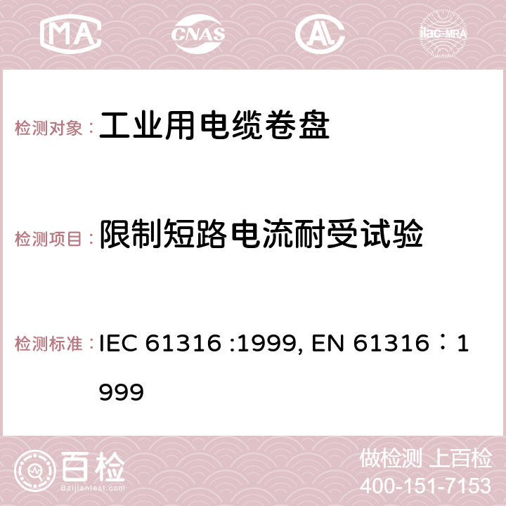 限制短路电流耐受试验 IEC 61316-1999 工业电缆卷筒