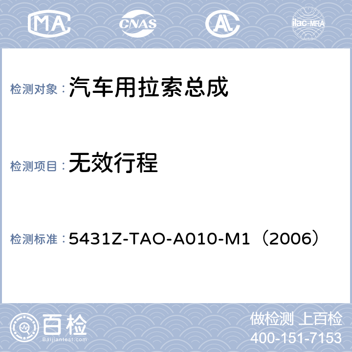 无效行程 手动换档总成试验规范 
5431Z-TAO-A010-M1（2006） 5-3