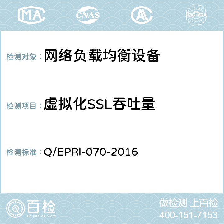 虚拟化SSL吞吐量 Q/EPRI-070-2016 网络负载均衡设备技术要求及测试方法  6.4.4.9