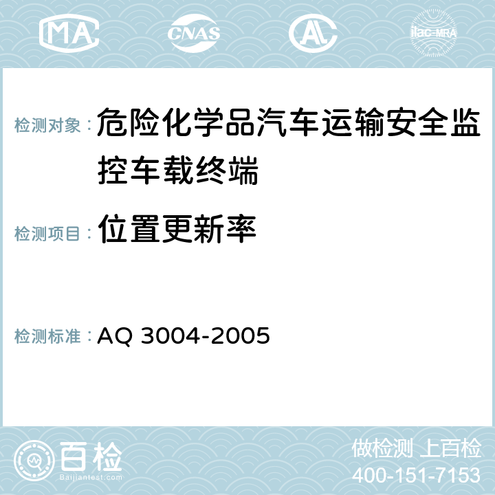 位置更新率 危险化学品汽车运输安全监控车载终端 AQ 3004-2005 5.3.3